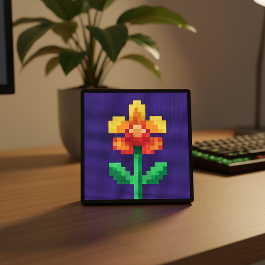 Bluetooth LED Pixel Display - Purple Background Flower