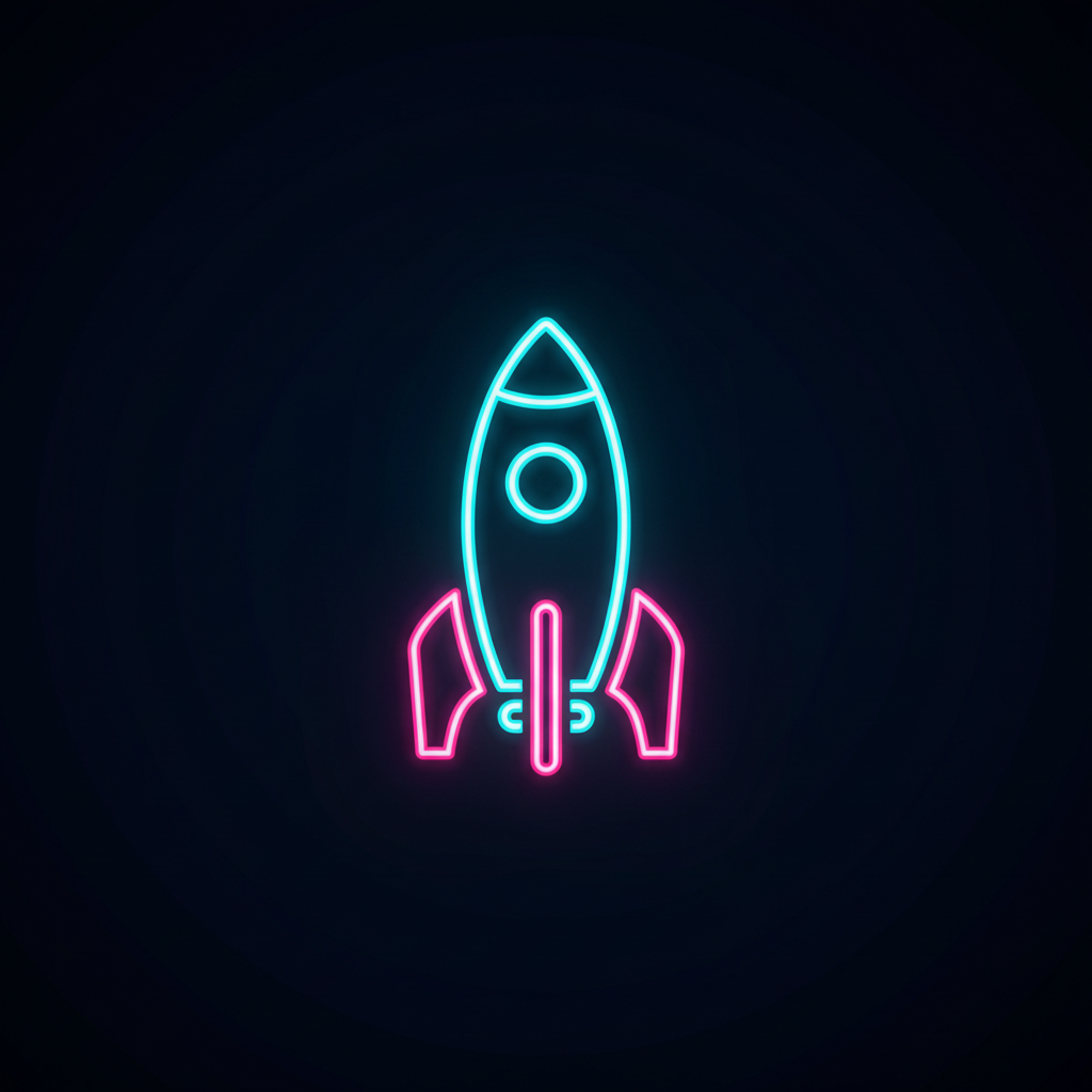 Neon Rocket Icon